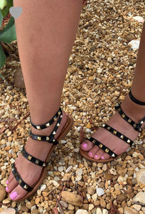 Black Studded Gladiator Sandals